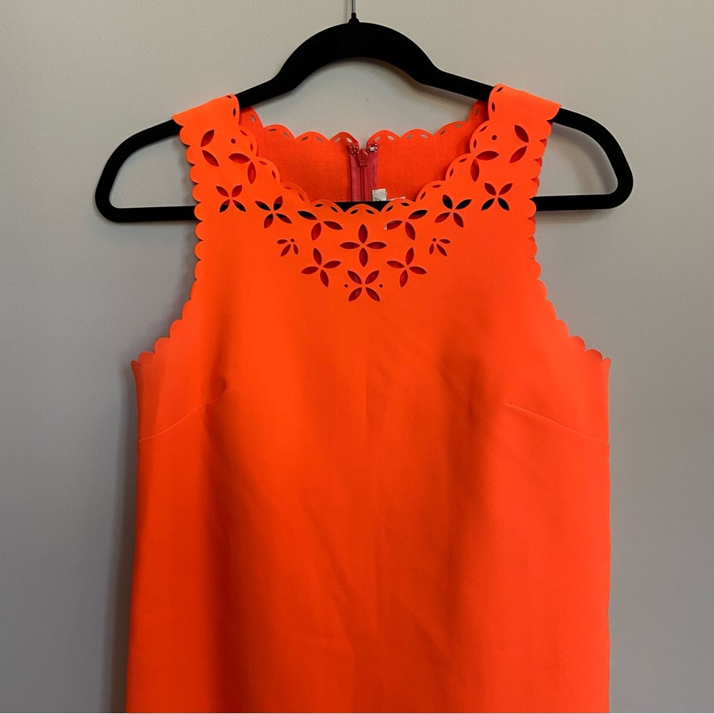 J Crew Laser Cut Sleeveless Dress, Orange, size 4‎ - Picture 3 of 11